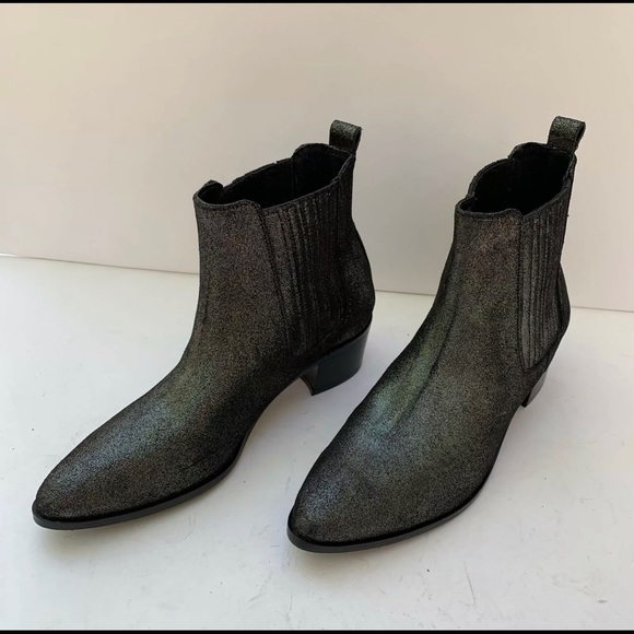 Modern Vice NYC Bowie Sparkle Holographic Chelsea Ankle Boots - Picture 2 of 6